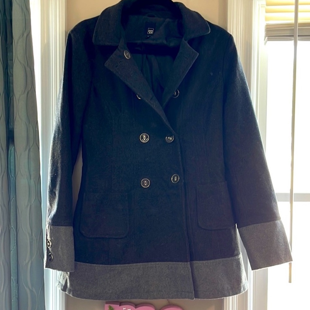 Pim Kie Two-toned Double Breasted Pea jacket coat Gray size Small